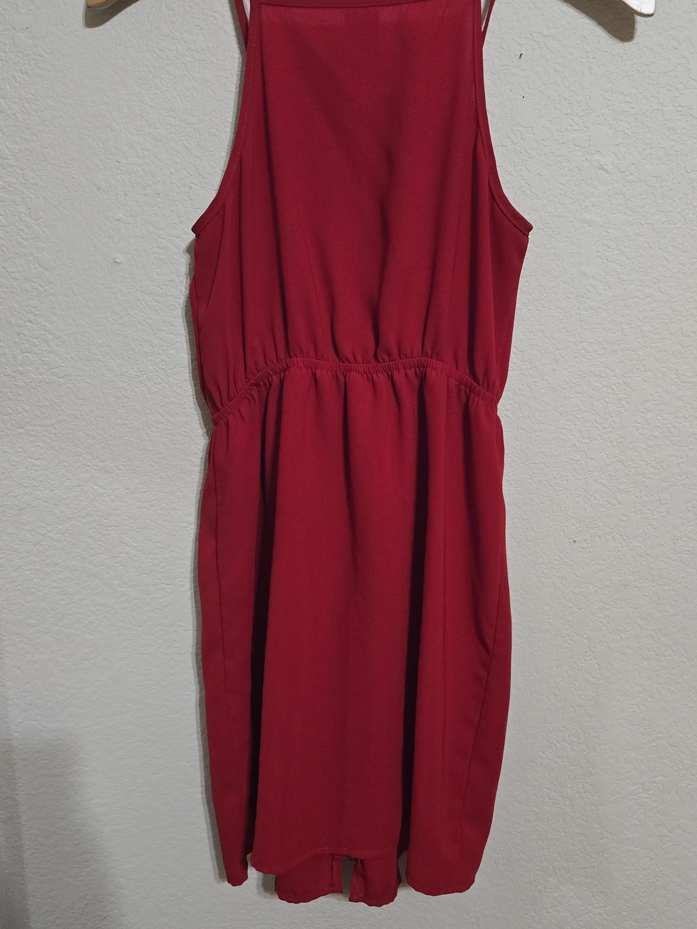 Love Notes Red Ruffle Front Spaghetti Strap Mini Dress - Picture 2 of 6